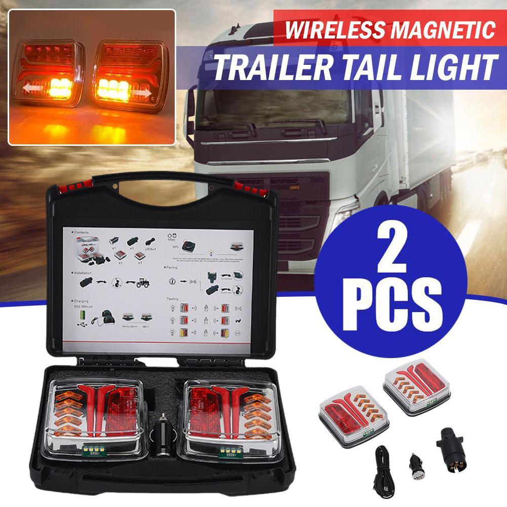 1 セット 12V 24V 30 メートルワイヤレス磁気 LED テールライトライトライトキャンピングカートレーラー信号リア警告トラックブレーキ RV トラック N9V0