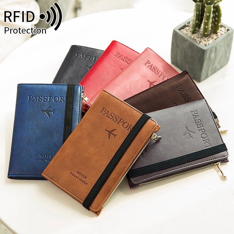 女性男性 RFID ヴィンテージビジネスパスポートカバーホルダー多機能 ID 銀行カード PU レザー財布ケーストラベルアクセサリー