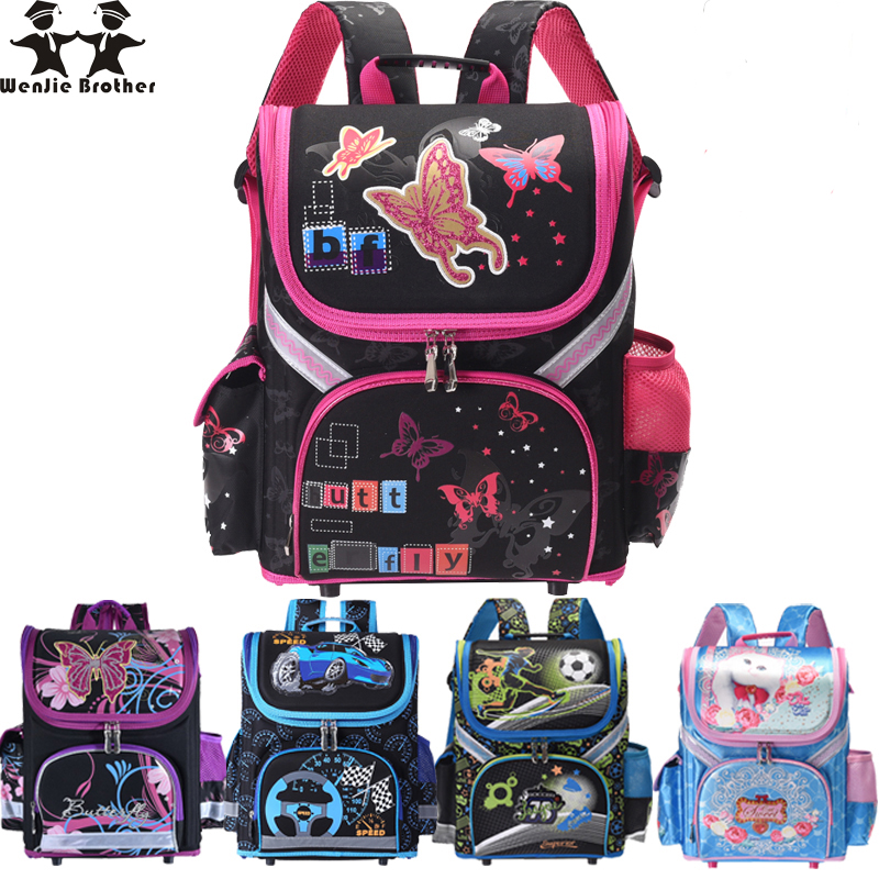 Wenjie ブラザー子供蝶ランドセルバックパック EVA 折りたたみ整形外科子供ランドセル少年少女 Mochila Infantil