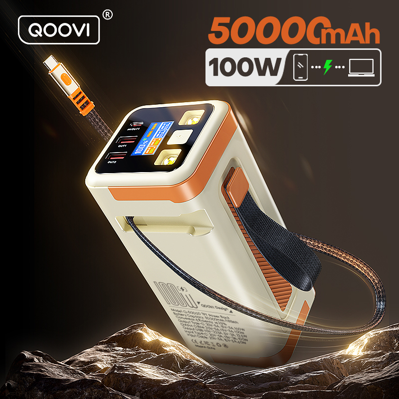 QOOVI 50000mAh パワーバンク PD 100 ワット高速充電ポータブル大バッテリー容量電源ステーション iPhone ラップトップサムスン Xiaomi