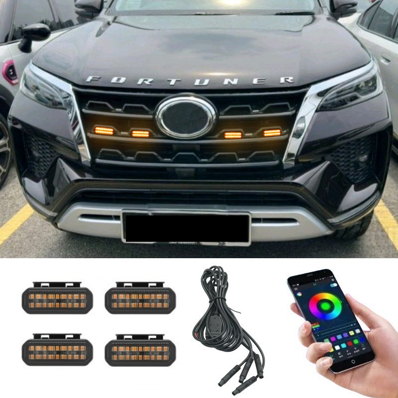 LED Front Grille Light For Toyota Fotuner Car Daytime Running Light Wheel Eyebrow Lamp For Pickup Offroad 12V