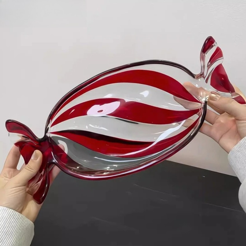 かわいいキャンディー形のデザートクッキープレートクリスマスケーキスナック皿クリスタルガラスフルーツキャンディトレイホリデーパーティーサービングディッシュギフト