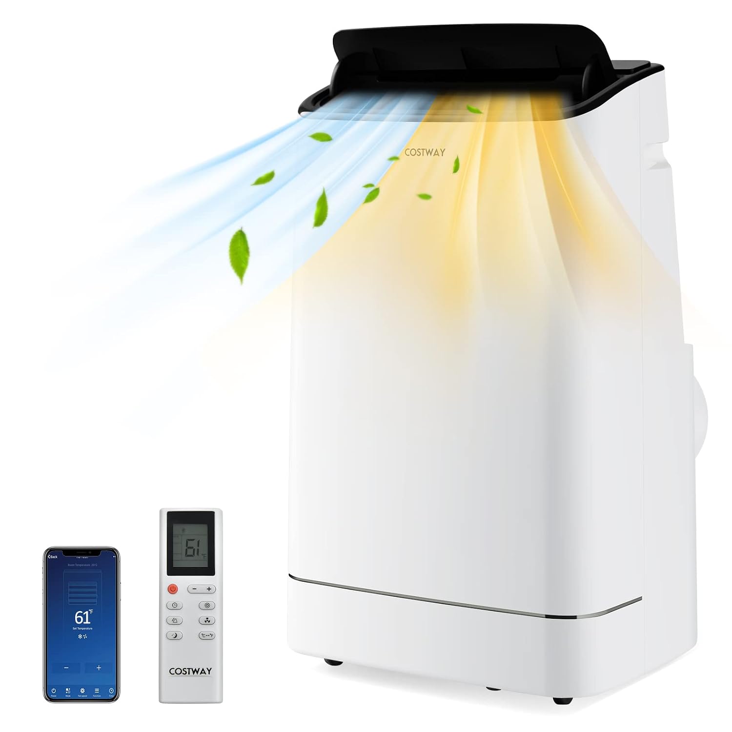 15000 BTU ポータブル エアコン、ヒーター付き、自動スイング 4-in-1 AC ユニット、最大 800 平方フィートの部屋用、内蔵、カスタム
