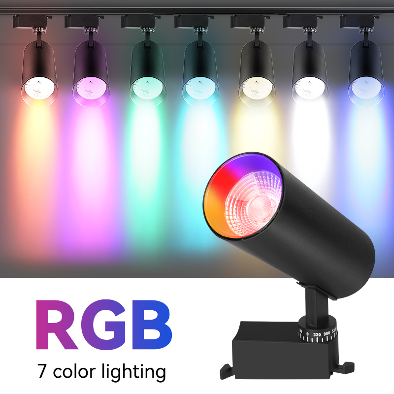 RGB トラックライト LED 7 色セット舞台照明器具 220V レール天井スポット Led ランプネオンバー KTV トップ装飾トラック照明