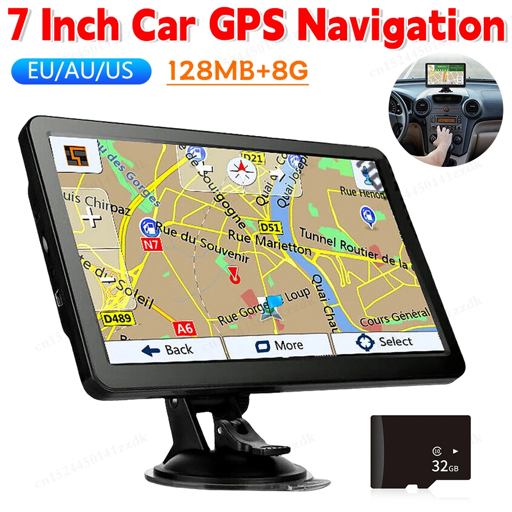 7 インチ車マップナビゲーションシステムユニバーサル車 GPS ナビゲータートラック SAT NAV 音声リマインダー 256 メガバイト 8 グラムタッチスクリーン Accessorie