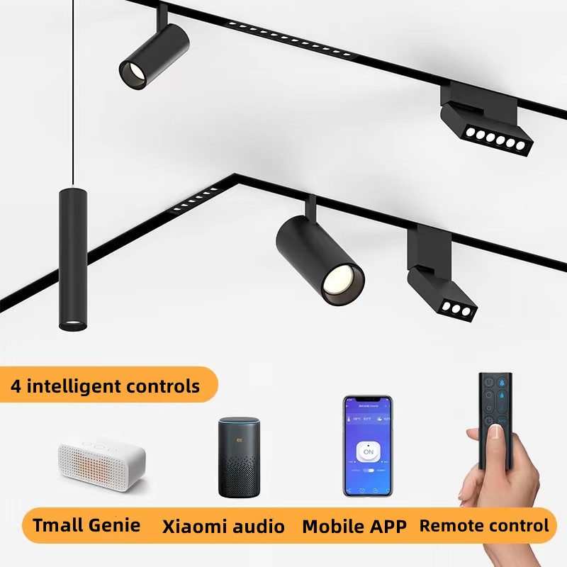 PDQ Tmall Genie スマート LED トラックライト埋め込みマスターレス照明ランプリビングルームライト音声制御磁気トラックライト