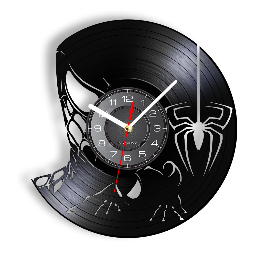 ピーター・パーカービニールレコード壁時計キッズルームスパイダースーパーヒーロー帰郷サイレント非カチカチクォーツ時計家の装飾時計