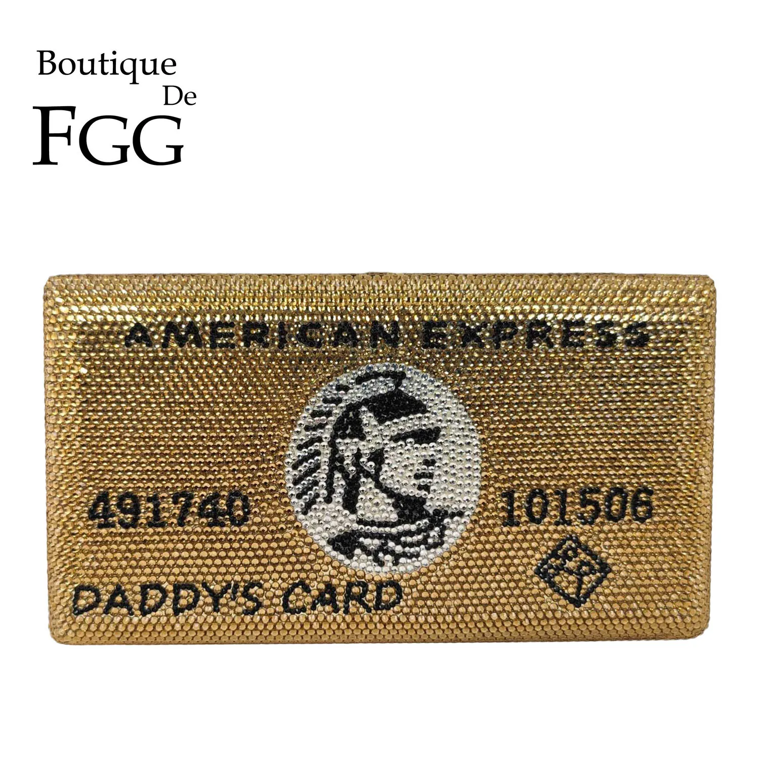 ブティックデ FGG アメリカンエクスプレスクレジットカード女性ノベルティクリスタルクラッチイブニングバッグパーティーディナーラインストーンミノディエールバッグ