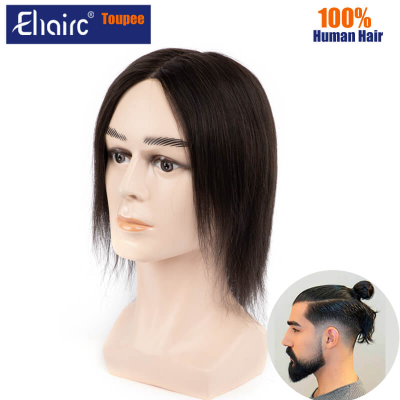8 インチロング男性ヘアプロテーゼ 0.08 ミリメートル-0.1 ミリメートル射出スキンかつら男性のための 100% 人毛システムユニット毛細血管プロテーゼ
