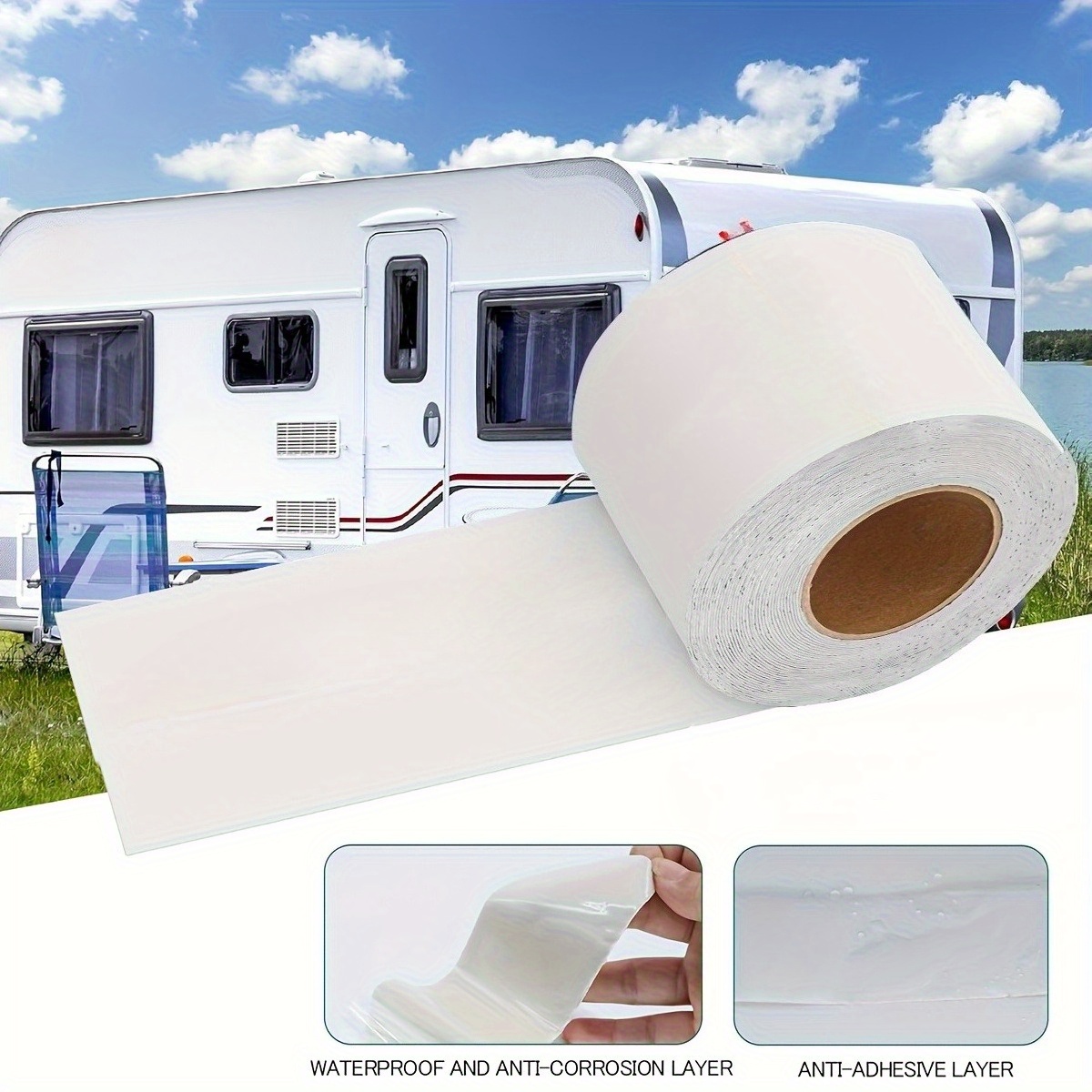 RV シーラントテープ ホワイト防水シールテープ - 耐候性シーラント屋根テープ 屋根修理用 キャンピングカー トレーラー ボート シーリング リーク用