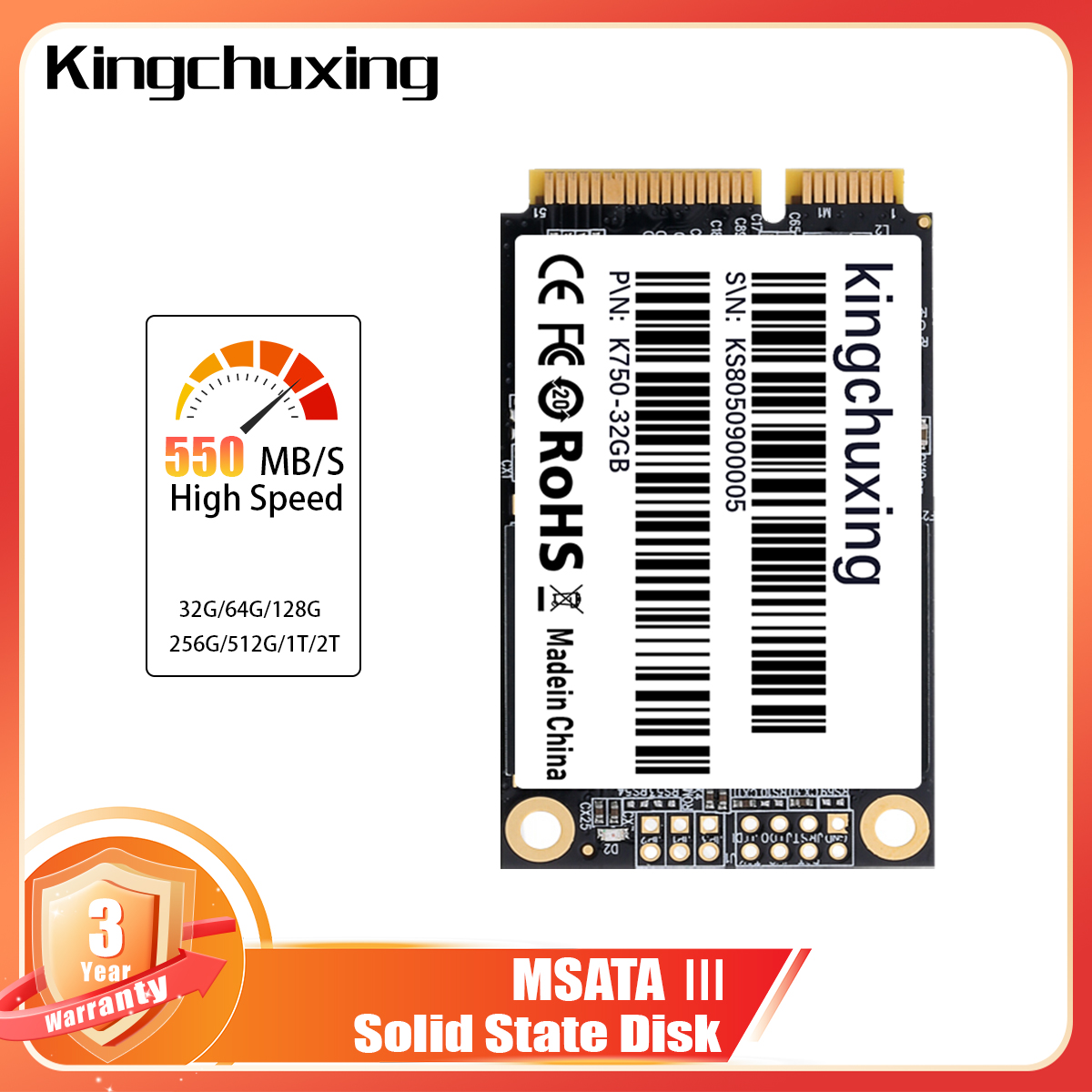 Kingchuxing SSD MSATA SATA 64 ギガバイト 128 ギガバイト 256 ギガバイト 512 ギガバイト内蔵ソリッドステートドライブ高性能ハードドライブデスクトップラップトップ用