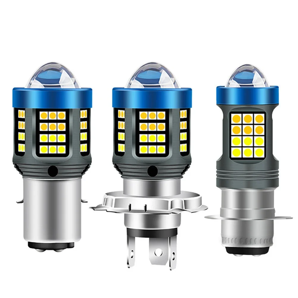 高輝度 H4 LED モト H6 BA20D P15D LED オートバイヘッドライト電球天使悪魔アイレンズ白黄色ハイローランプアクセサリー