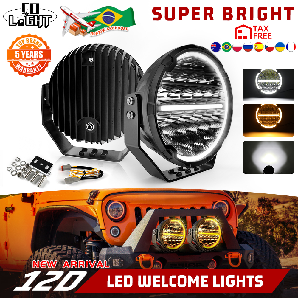 CO LIGHT 新しい 9 インチラウンド LED アンバー運転作業灯 90000LM DRL コンボ LED オフロードライトトラックピックアップ ATV UTV 12V 24V