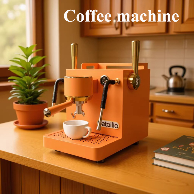 デュアルボイラー付きコーヒーマシン 220V プロフェッショナルコーヒーメーカーバーカフェ用ブラック/イエロー/パープル