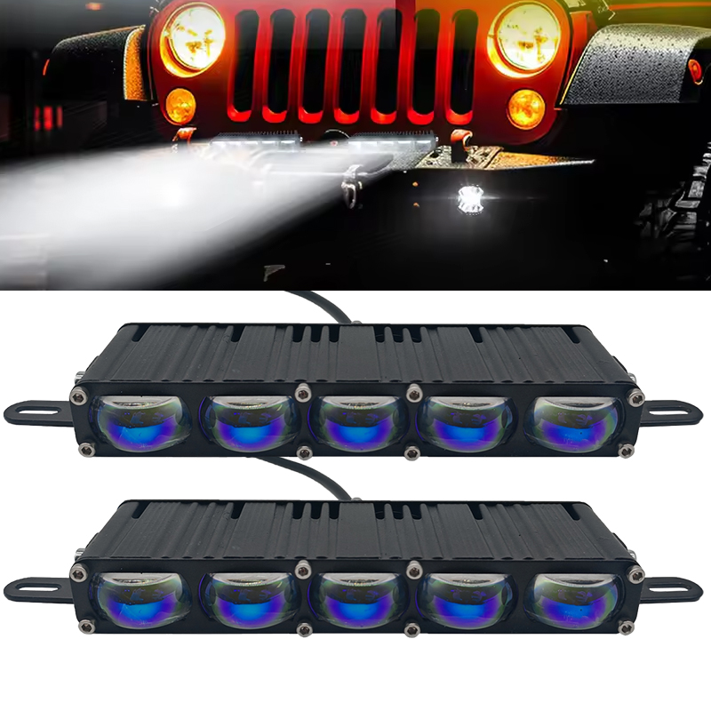 5 LED 車グリル ドライビング ライト プロジェクター フォグランプ トラック オフロード UTV ATV オートバイ ユニバーサル LED バー Hi-Lo ビーム ホワイト イエロー