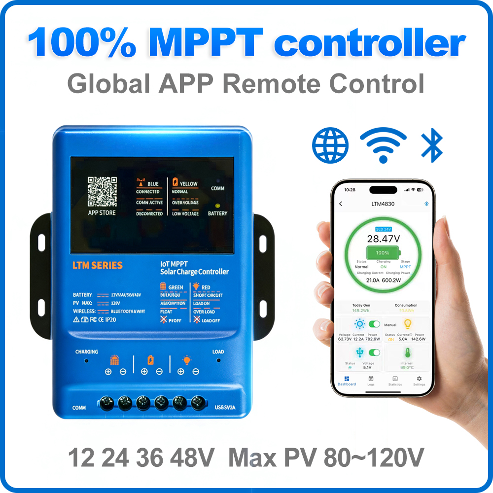 MPPT ソーラーチャージコントローラー 30A 40A | APP リモート (Bluetooth/WiFi) | 12/24/36/48V対応 | 120V 太陽光発電 |すべてのバッテリーに対応