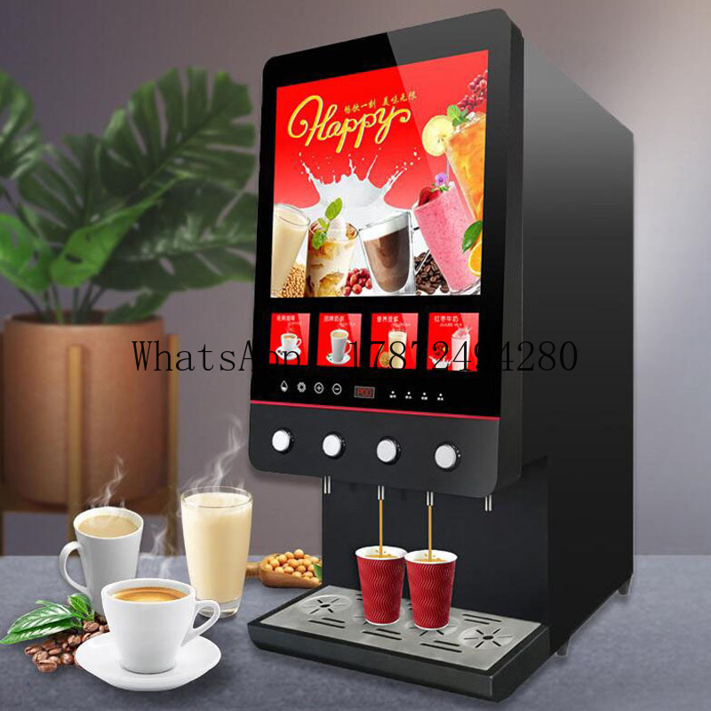 4 つのフレーバーインスタントコーヒーメーカー商業ミルクティー自動販売機コーヒーショップ用全自動豆乳マシン