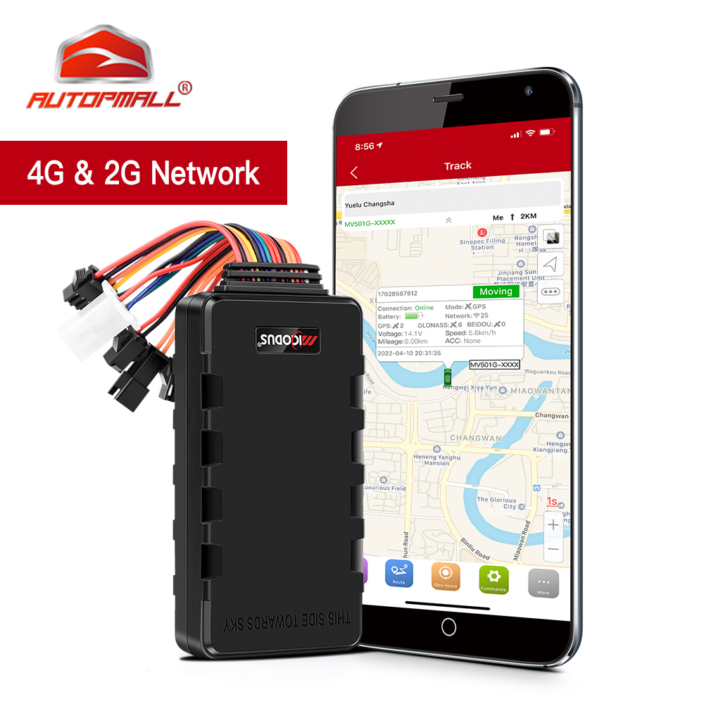 AUTOPMALL NEW 4G MV501G Car GPS Tracker 900mAh SOS Remotely Cut Off Fuel Multi-alarms Lifetime Free Micodus APP