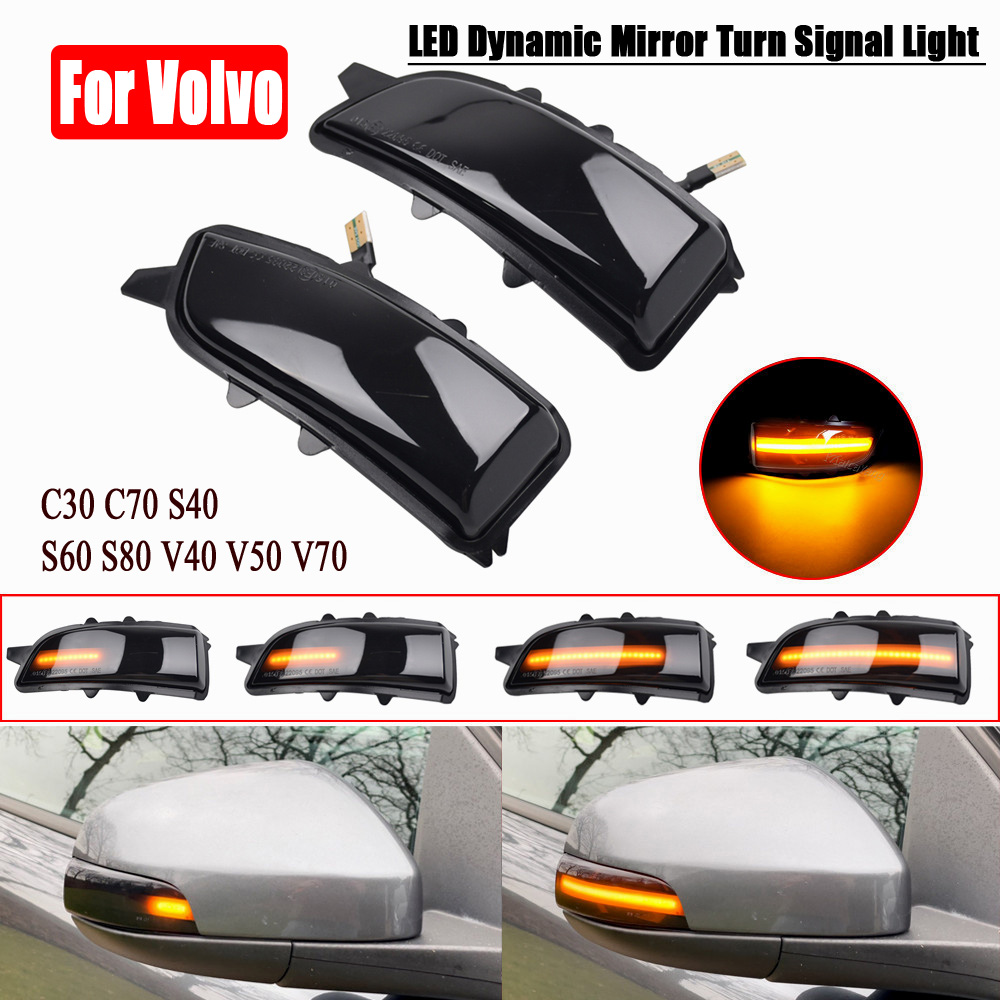 左右サイドウイングミラーインジケーターターンシグナルライトランプレンズ 31111090 31111102 ボルボ S40 S60 S80 C30 C70 V50 V70
