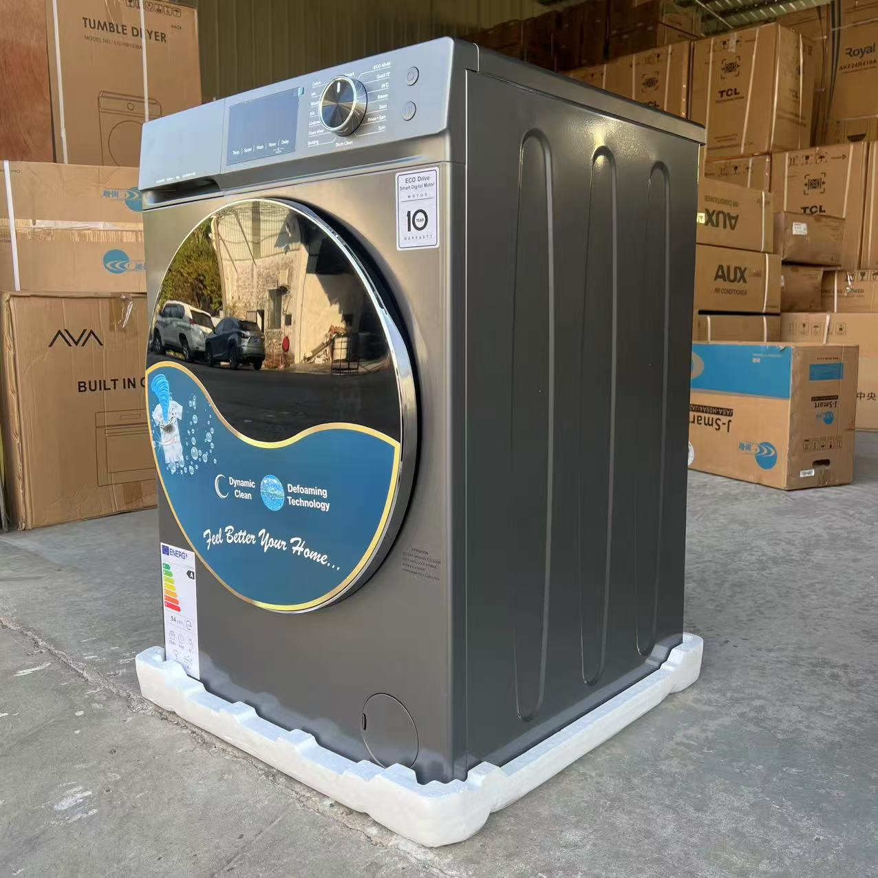 12kg フロントローディング スマート洗濯機、スチーム洗浄、15 分間のクイック洗浄、1400 rpm