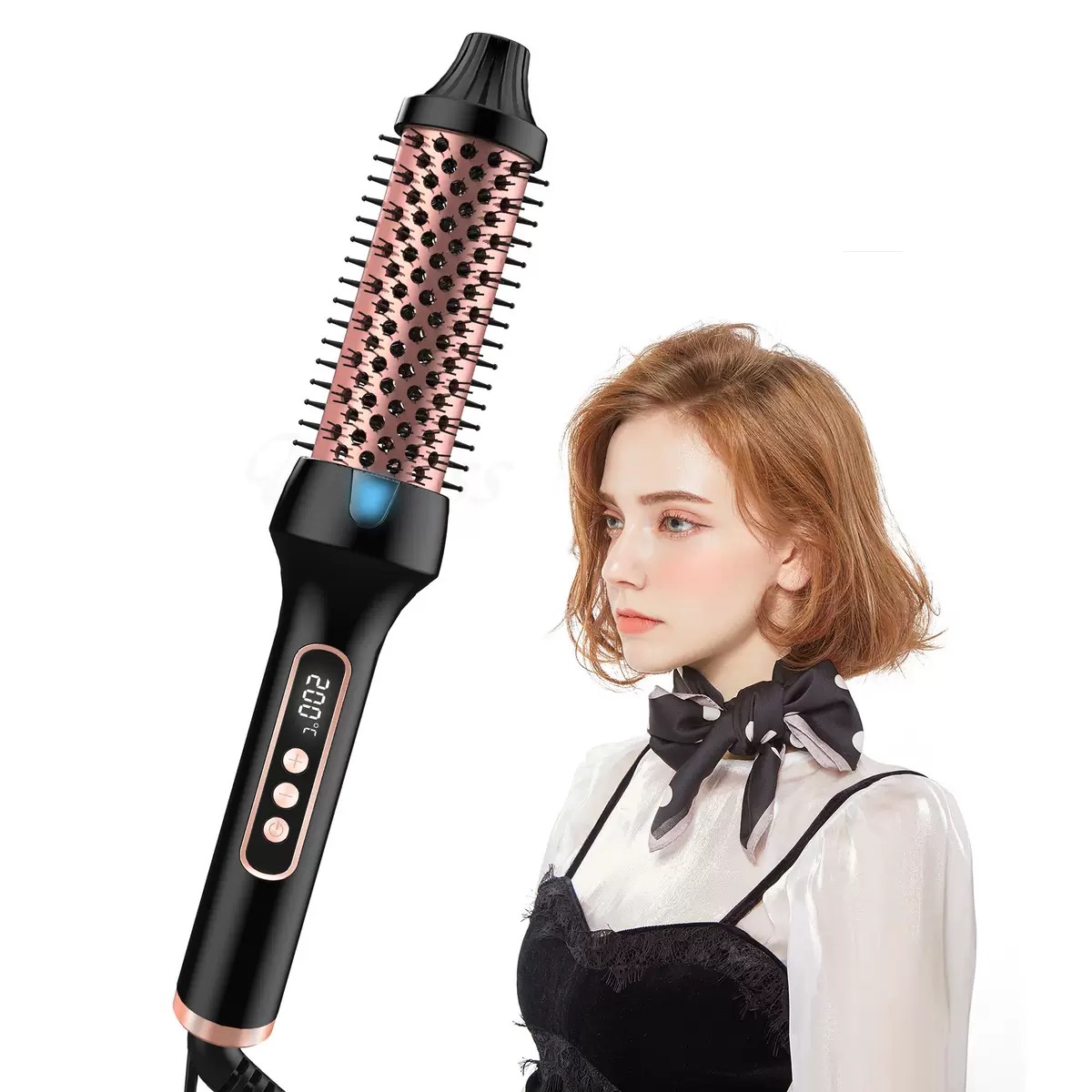 3 in1 サーマルブラシ イオン加熱ラウンドブラシ イオンヘアカーラー/ストレートナー 熱傷防止ヘアカーリングアイロン ヘアスタイリングツール