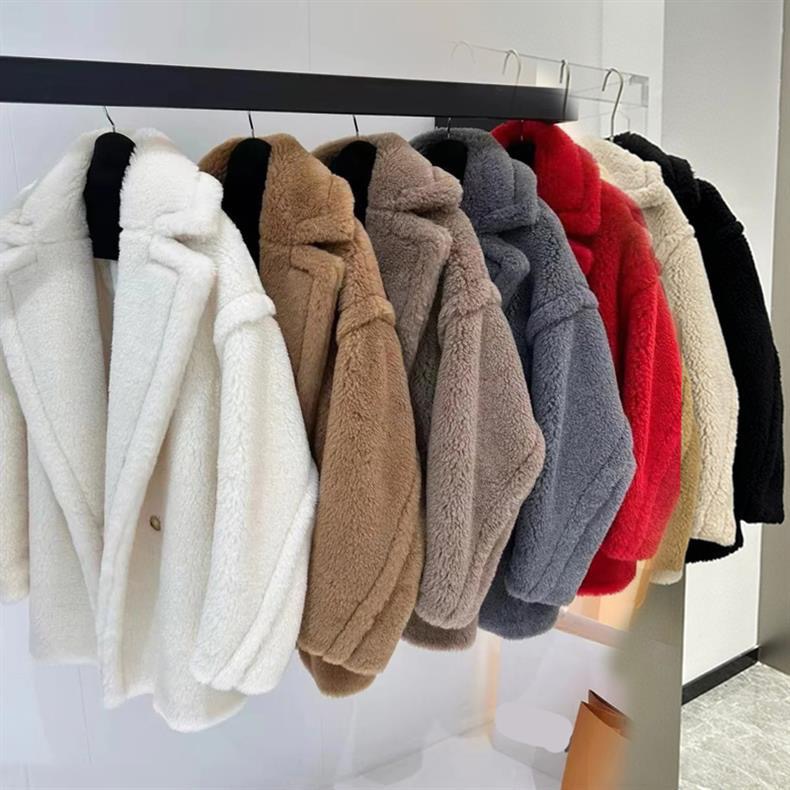 M Short Teddy Coat 62% Alpaca 26% Wool 12% Silk Coat Winter Thicken Women's Coat