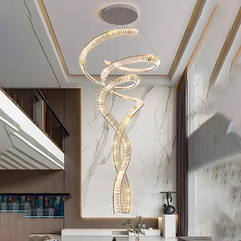 モダンな家の装飾の丸い LED 照明器具 - シャンデリア、クリスタル シャンデリア、リビング ルーム ランプ、階段シャンデリア、