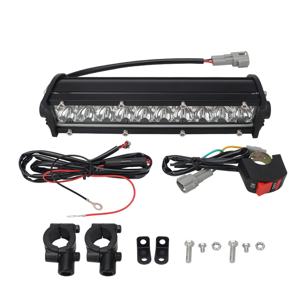 オートバイワークバー 2 列モトハンドルバー LED ライトバースイッチキット付き黄色フリッカースポットライトほとんどの 7/8 インチハンドルバーに適合