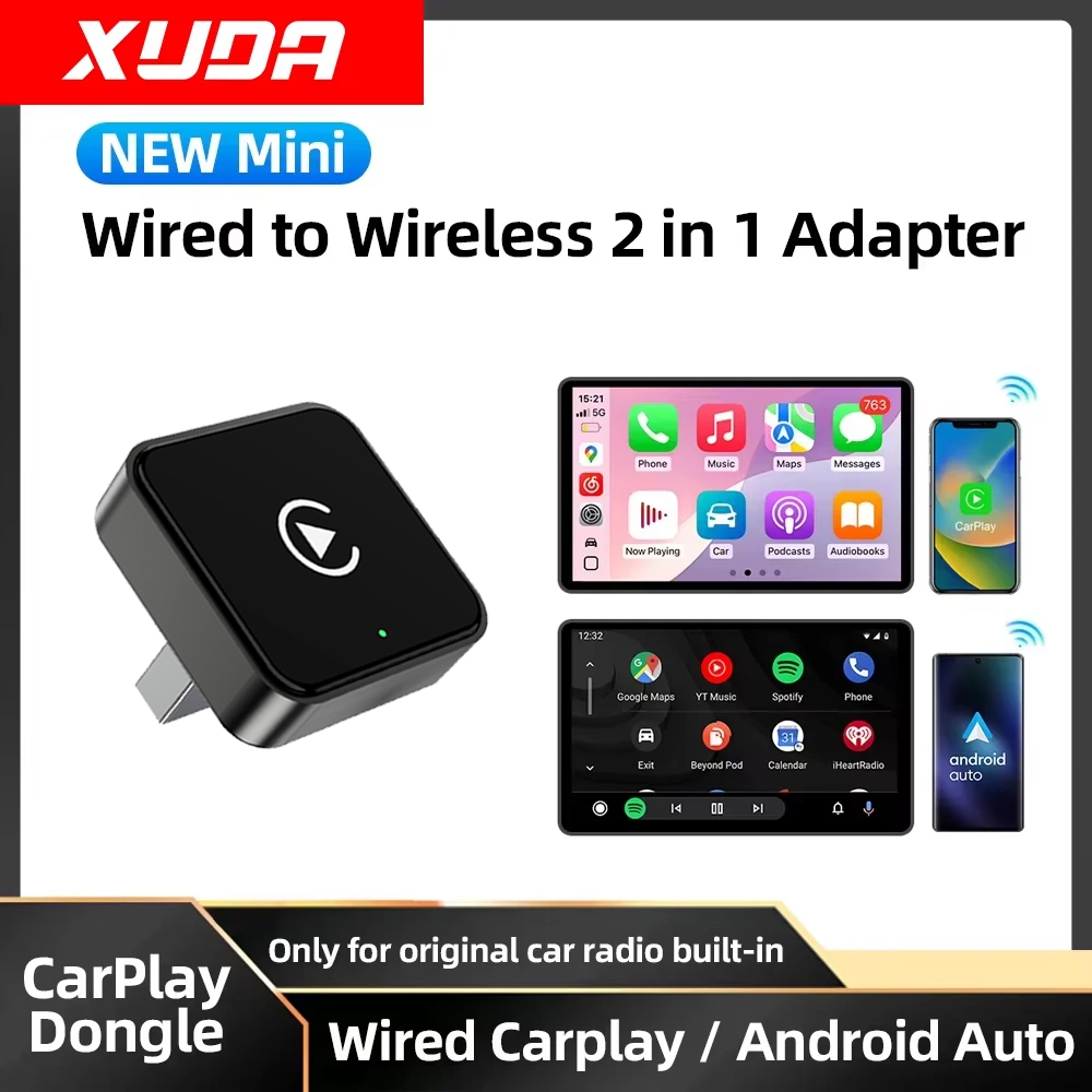 XUDA 新しいワイヤレス Android 自動アダプタスマートミニボックスプラグアンドプレイユニバーサル VW トヨタ日産ホンダフォードベンツ 2025