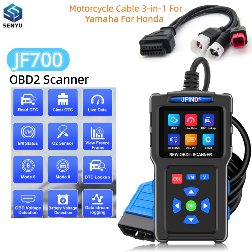 車 OBD2 スキャナー JF700 コードリーダー診断ツール車 OBD 2 故障コードリーダーエンジンチェックライブデータバッテリー電圧テスター I/M
