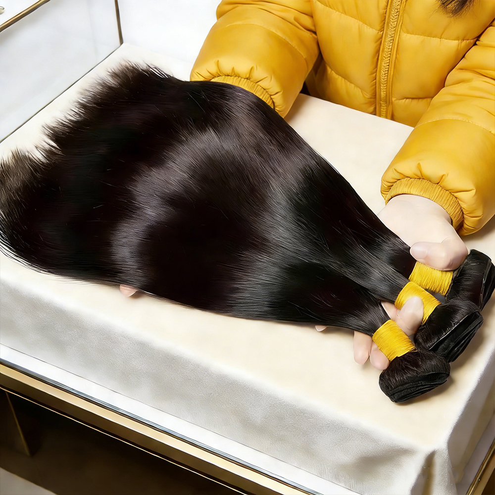 マレーシアストレートヘアバンドル 1/3/4 個 100% 未処理生人毛ストレートバンドル人毛エクステンション黒人女性のための