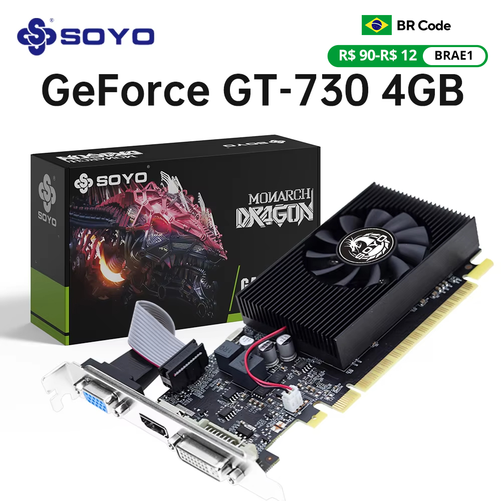 SOYO Geforce GT730 4GB グラフィックカード GDDR3 GPU 128ビット HDMI対応 VGA DVI PCI-E 3.0 デスクトップコンピュータ用ビデオカード
