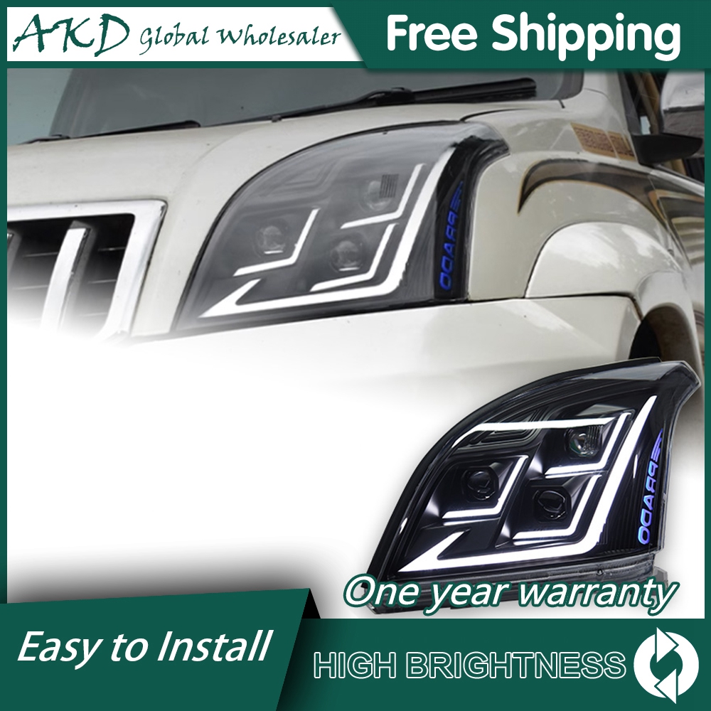 ヘッドライトトヨタプラド 2004-2009 LC120 DRL ヘッドランプ 12V H7 LED レンズバイキセノン電球フォグランプ AKD 車の装飾アクセサリー