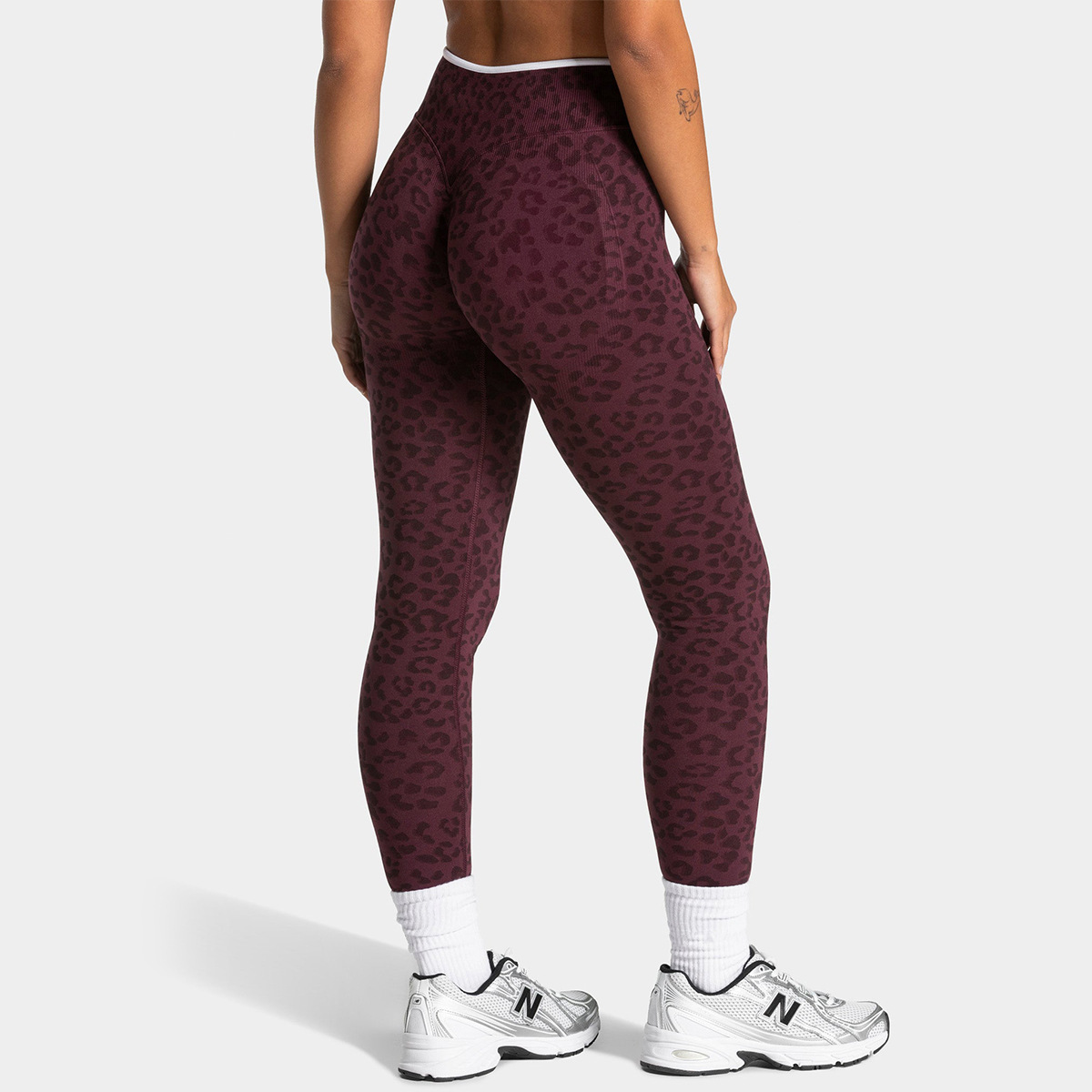 LOGOSkin-friendly High Elastic Fitness Running Outer Wear Fitness Pants Tight Waist Leopard Print Non-marking Yoga Pants
