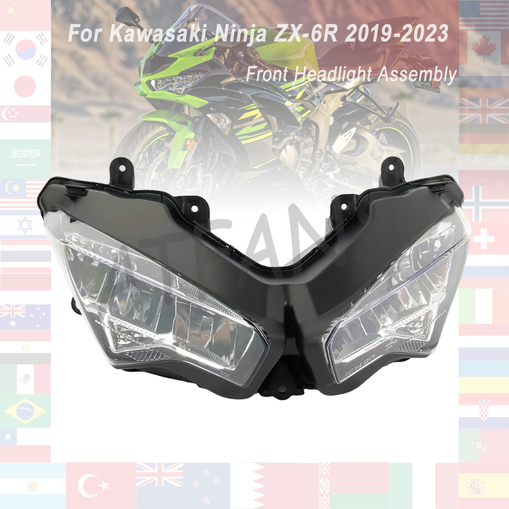 カワサキニンジャ ZX-6R 2019-2023 ZX6R ZX636 6R 2020 2021 2022 オートバイ LED フロントヘッドライトヘッドランプヘッドランプライトアセンブリ