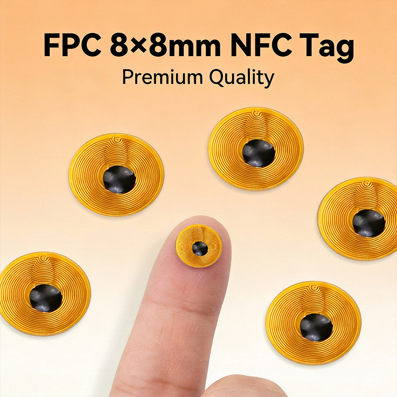 サイズ 8 ミリメートルミニ Ntag 213 NFC RFID ステッカー 13.56MHz フレキシブルメタル FPC タグ、アクセス制御およびサプライチェーン管理用