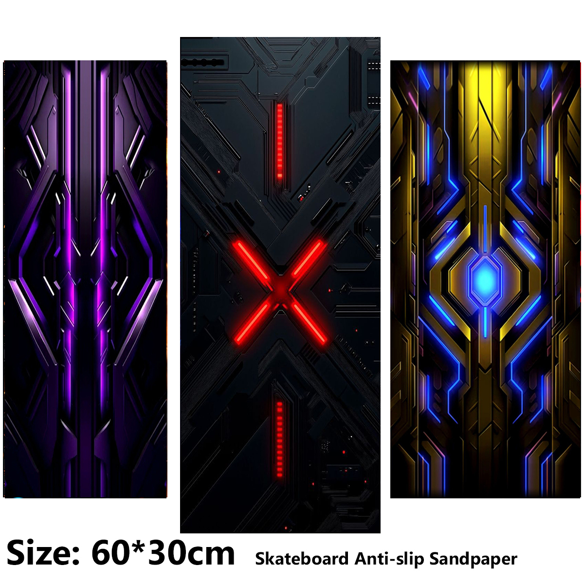 電動スクーター滑り止めステッカーサンドペーパースケートボードグリップテープシート 60*30 センチメートルクールとダークメカパターン