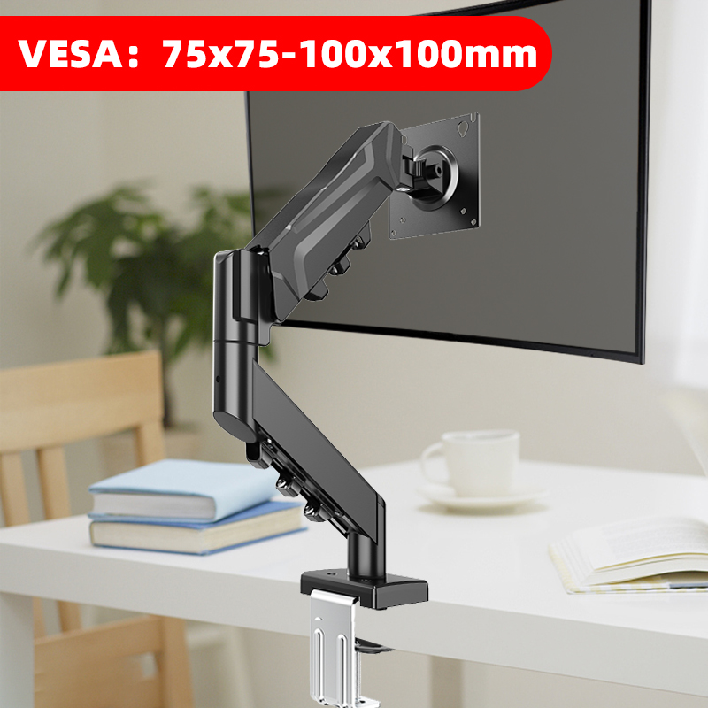 シングル モニター マウント スクリーン VESA 最大 32 インチ コンピュータ ブラケット 調整可能なディスプレイ アーム、タブレット ホルダー デスクトップ クランプ スタンド