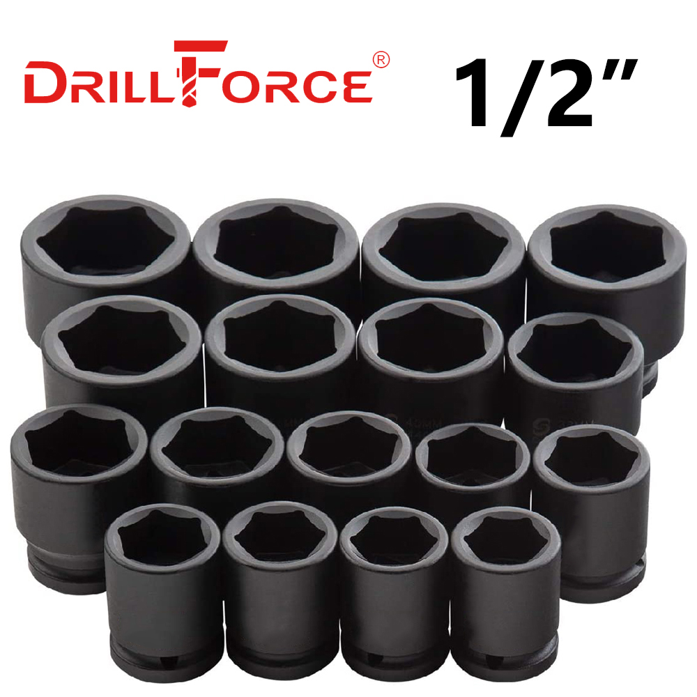 Drillforce 1PC ショートインパクトレンチソケットドライバーヘッド 1/2 "アダプター車自動車トラックタイヤ修理工業用空気圧ツール