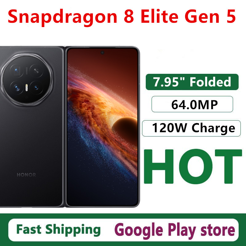 公式新しい Honor Magic V6 Android 電話 Snapdragon 8 Elite Gen 5 OTA 7.95 インチ折りたたみ 64.0MP カメラ 120W 充電 6850mAh バッテリー