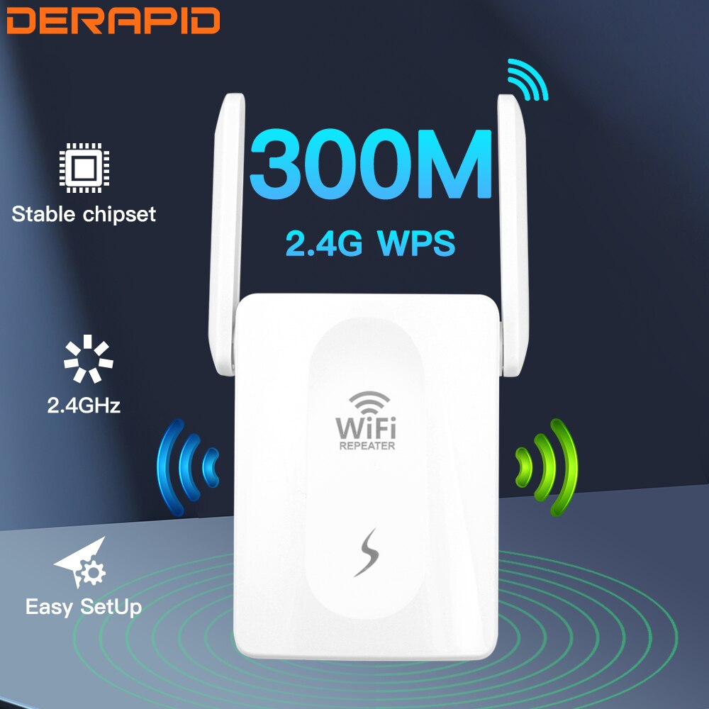 300Mbps WiFiリピーター2.4Ghzルーターワイヤレスブースター長距離アンプネットワークエクステンダー家庭用/オフィスEU/米国プラグ簡単セット