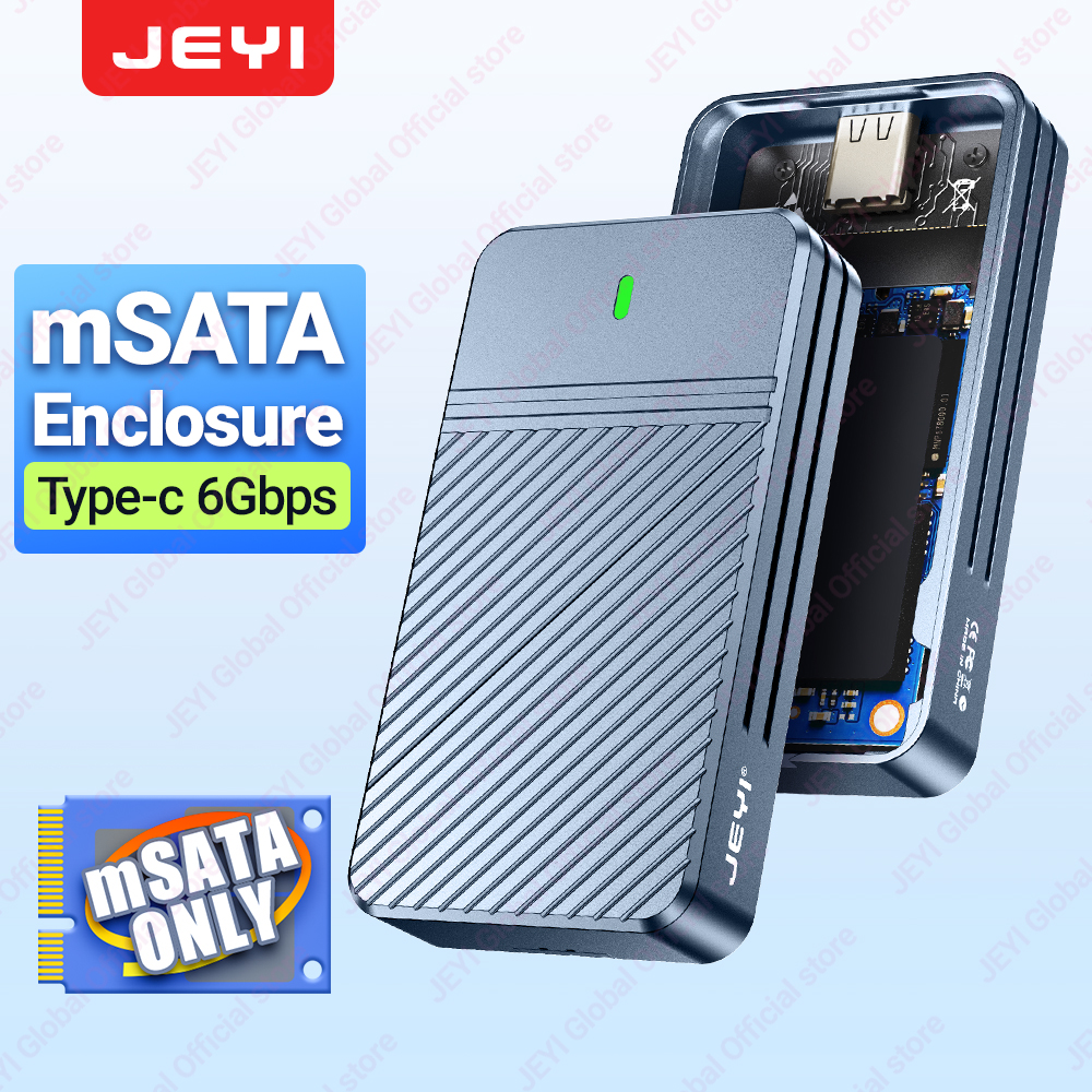 JEYI mSATA - USB 3.1 Gen2 10Gbps SSD エンクロージャ アダプタ ケース、タイプ C ポート付き、mSATA 内蔵ソリッド ステート ドライブ ハードドライブ用
