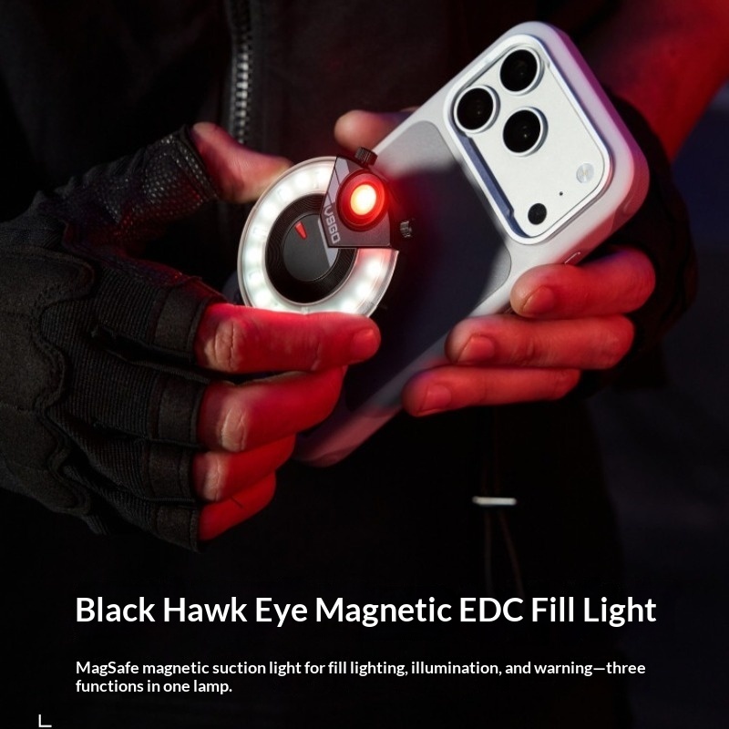 磁気クリップライト 48.5g – CRI≥95、3000-6000K 調光器、レッドフラッシュ、IPX4、400mAh、電話/バックパック用