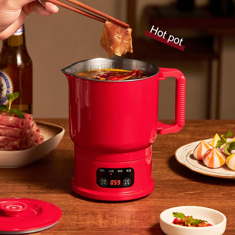 3 IN 1 多機能電気炊飯器ポータブル小型電気ケトル 800mlLED スマートデジタルディスプレイトラベルヌードルポット鍋