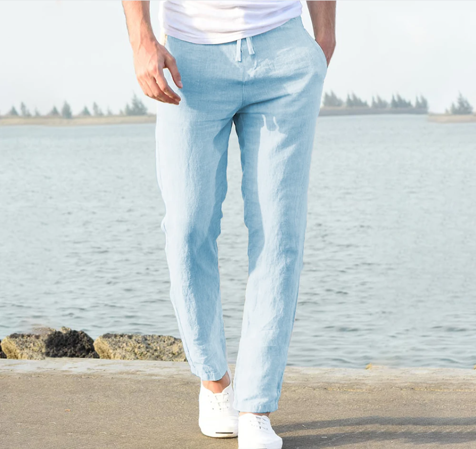 メンズコットンリネンパンツ男性秋の新通気性無地リネンズボンフィットネスストリート M-4XL