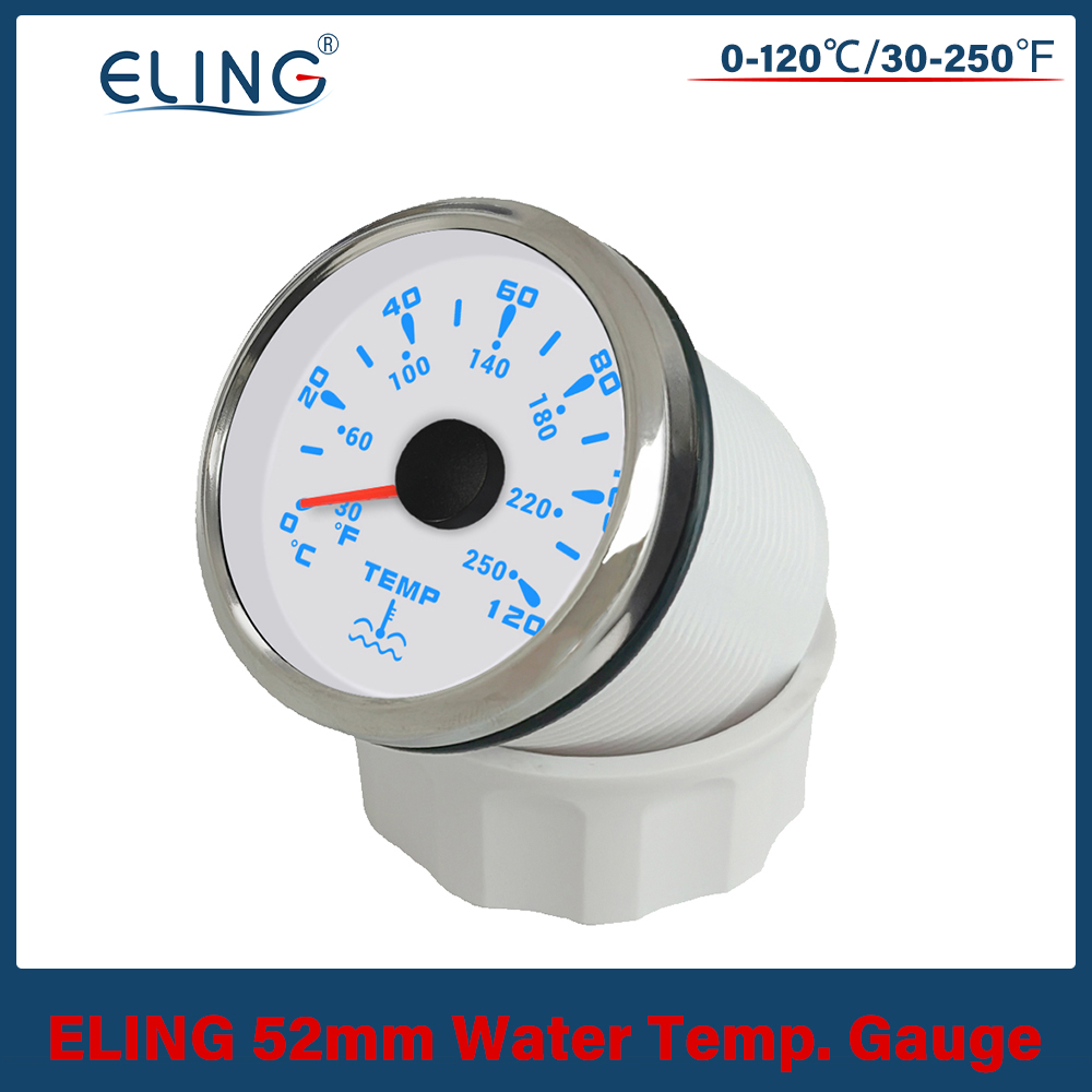 ELING 52 ミリメートル水温計信号 0-120 ℃/30-250℉ 温度ゲージ 7 色のバックライト付きボート車オートバイ 9-32V