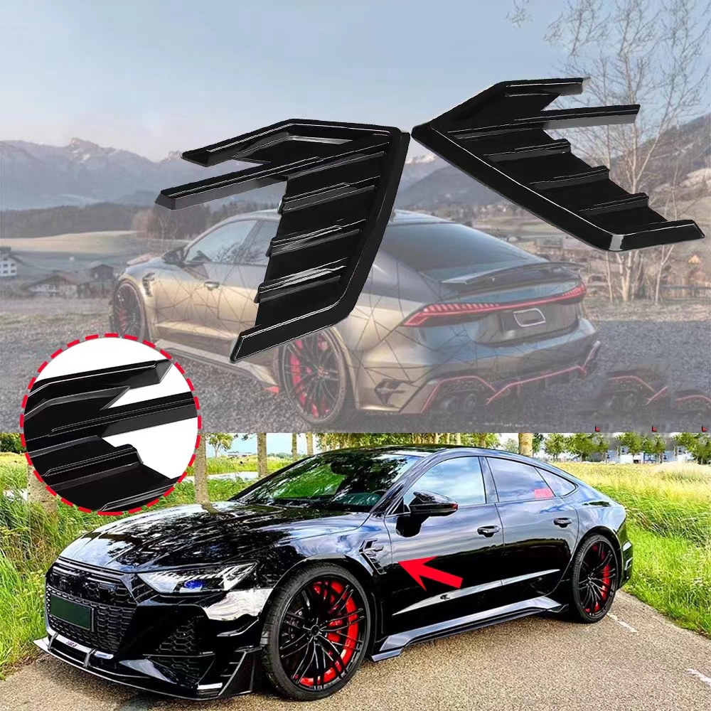 2 個ユニバーサル車のエアフローフェンダーフード吸気ベントカバートリムカーボンファイバーサイドウイングデカールボディサメギル換気ステッカー