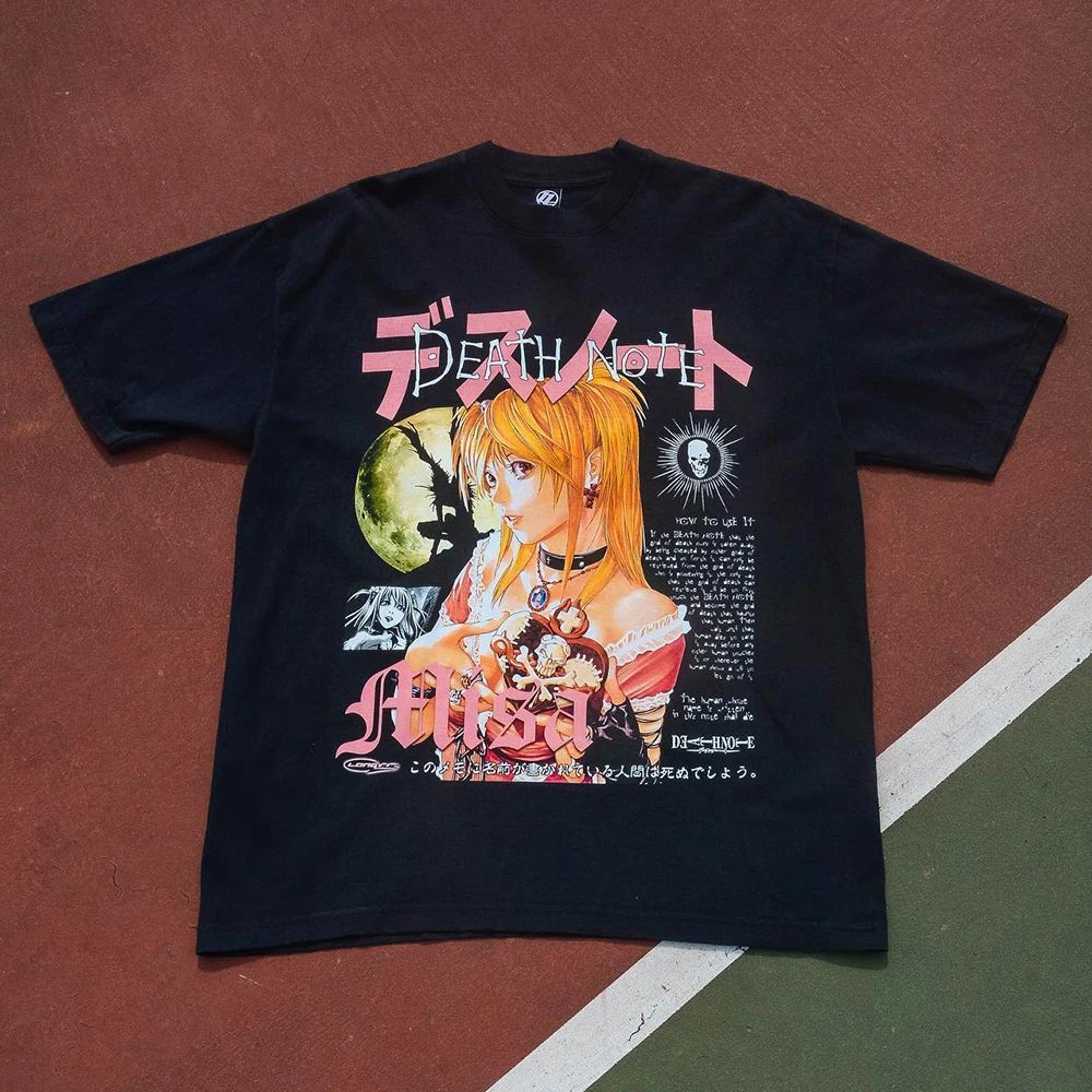 ヴィンテージ Tシャツデスノートアニメミサ雨音ストリート Tシャツアニメカジュアル綿服 Tシャツ Y2k グラフィック Tシャツユニセックス