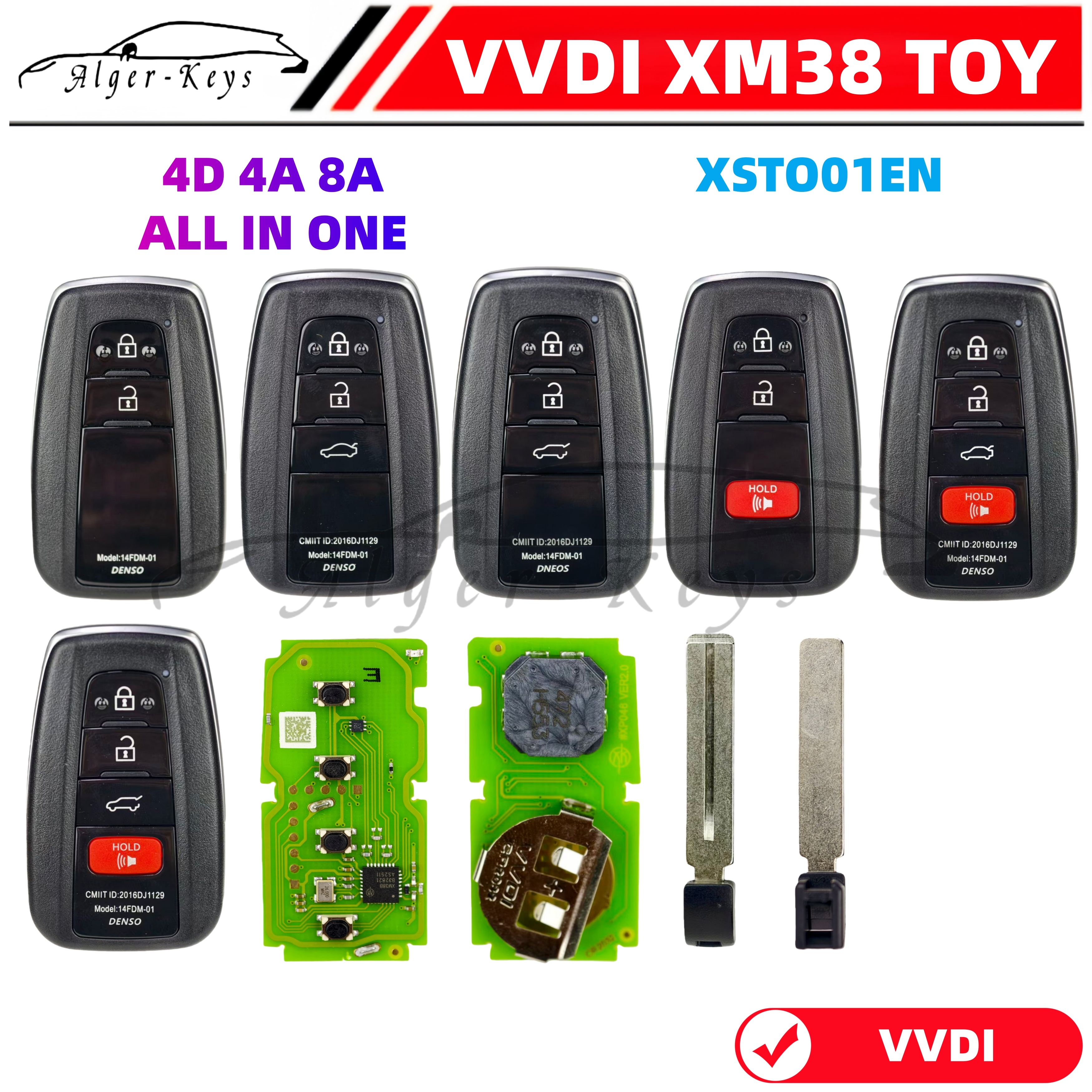 Algernon-keys Xhorse スマート キー VVDI XM38 XSTO01EN 2 ボタン TOY スタイル Xhorse リモコン用 キーシェル付き 3 ボタン 4 ボタン