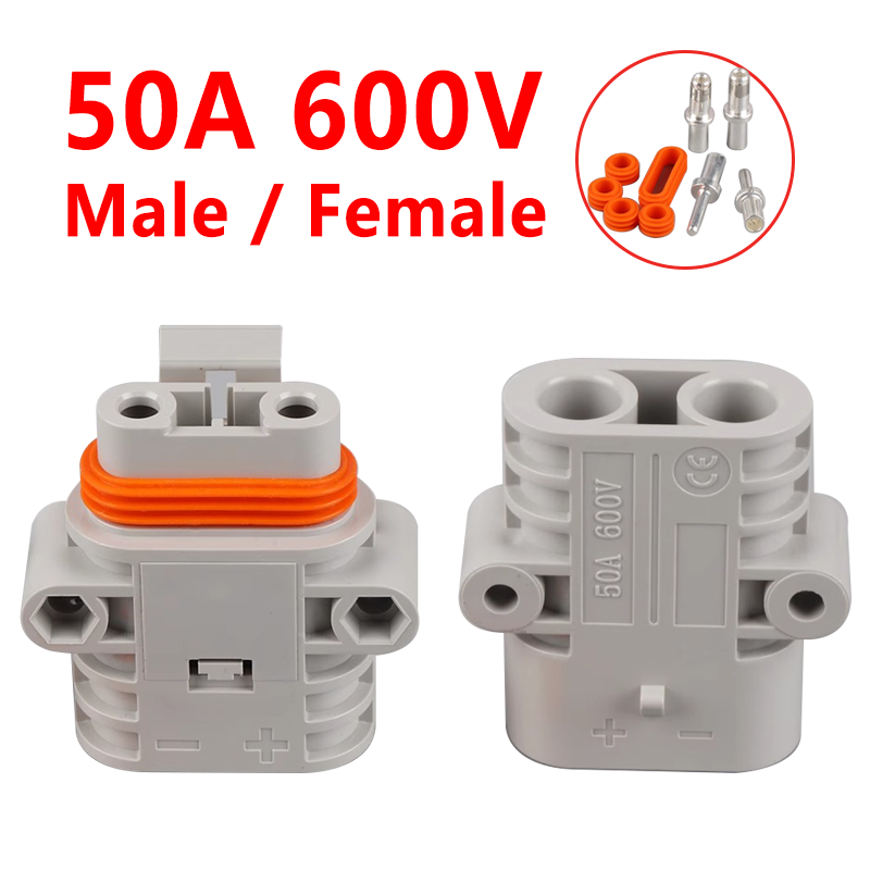 50 アンペア 600V 6 AWG グレー フォークリフト ケーブル電源コネクタ プラグ ソーラー パネル ワイヤー コネクタ Envio Gratis Kway